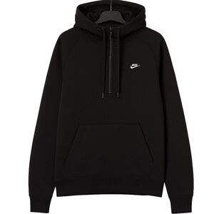 Nike Black Half-Zip Hoodie with Small White Swoosh